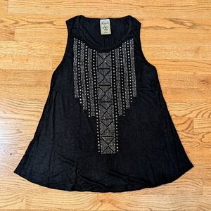 Be Vocal Women's Tank Top Black Studded Western Boho Size Large